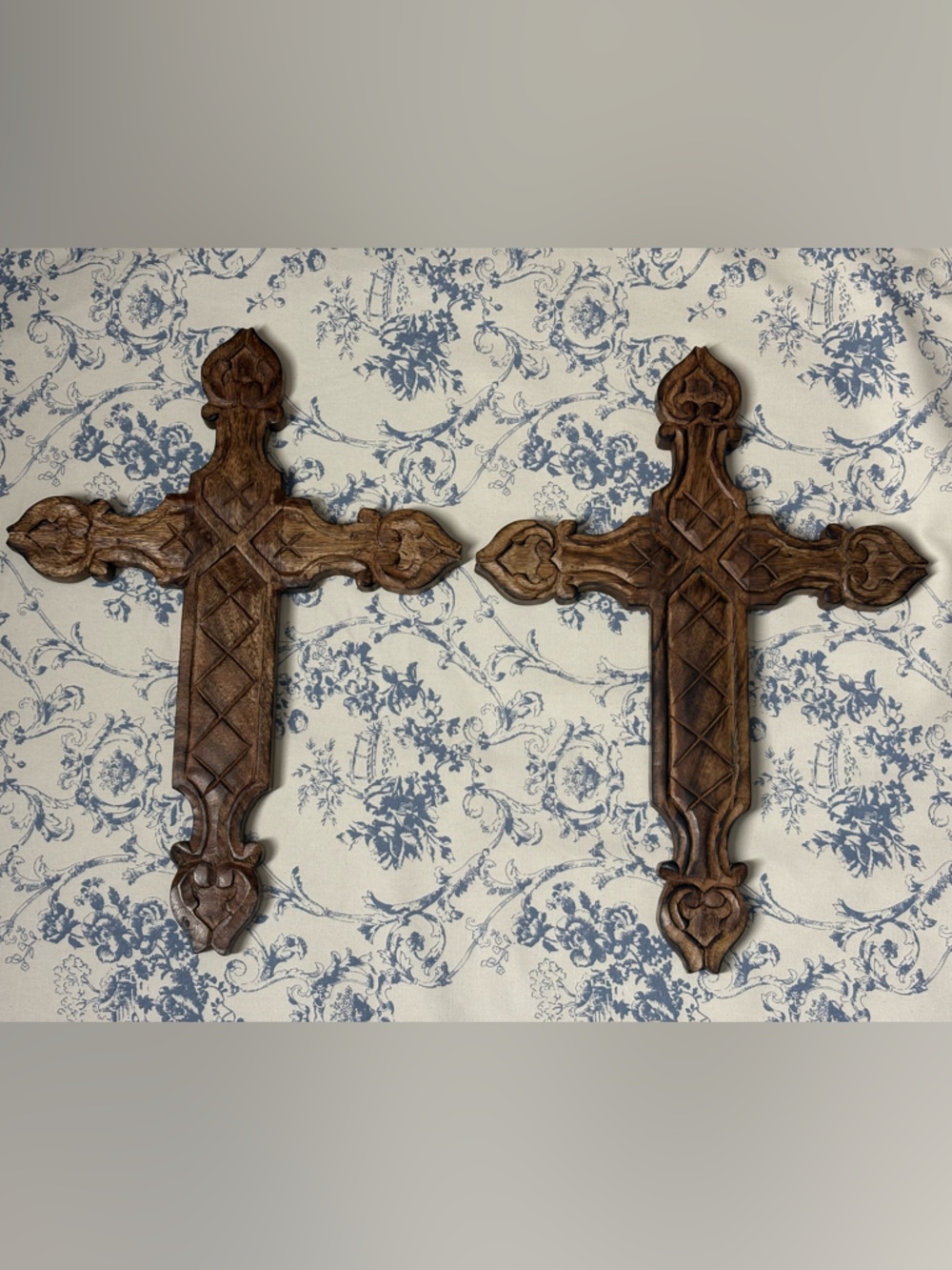 Hand-Carved Wooden Wall Cross - Brown